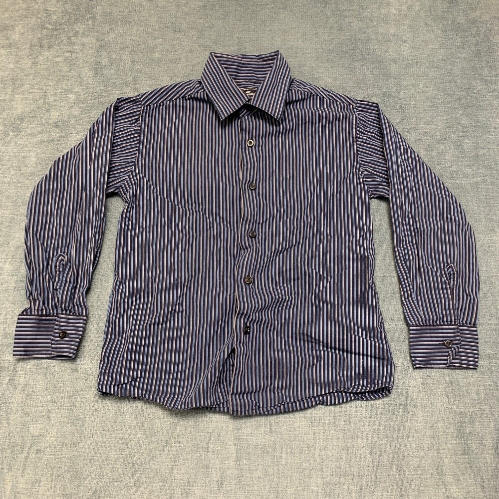 Dockers Shirt Mens Small Navy Blue Striped Cotton Everyday Wear Casual Button Up